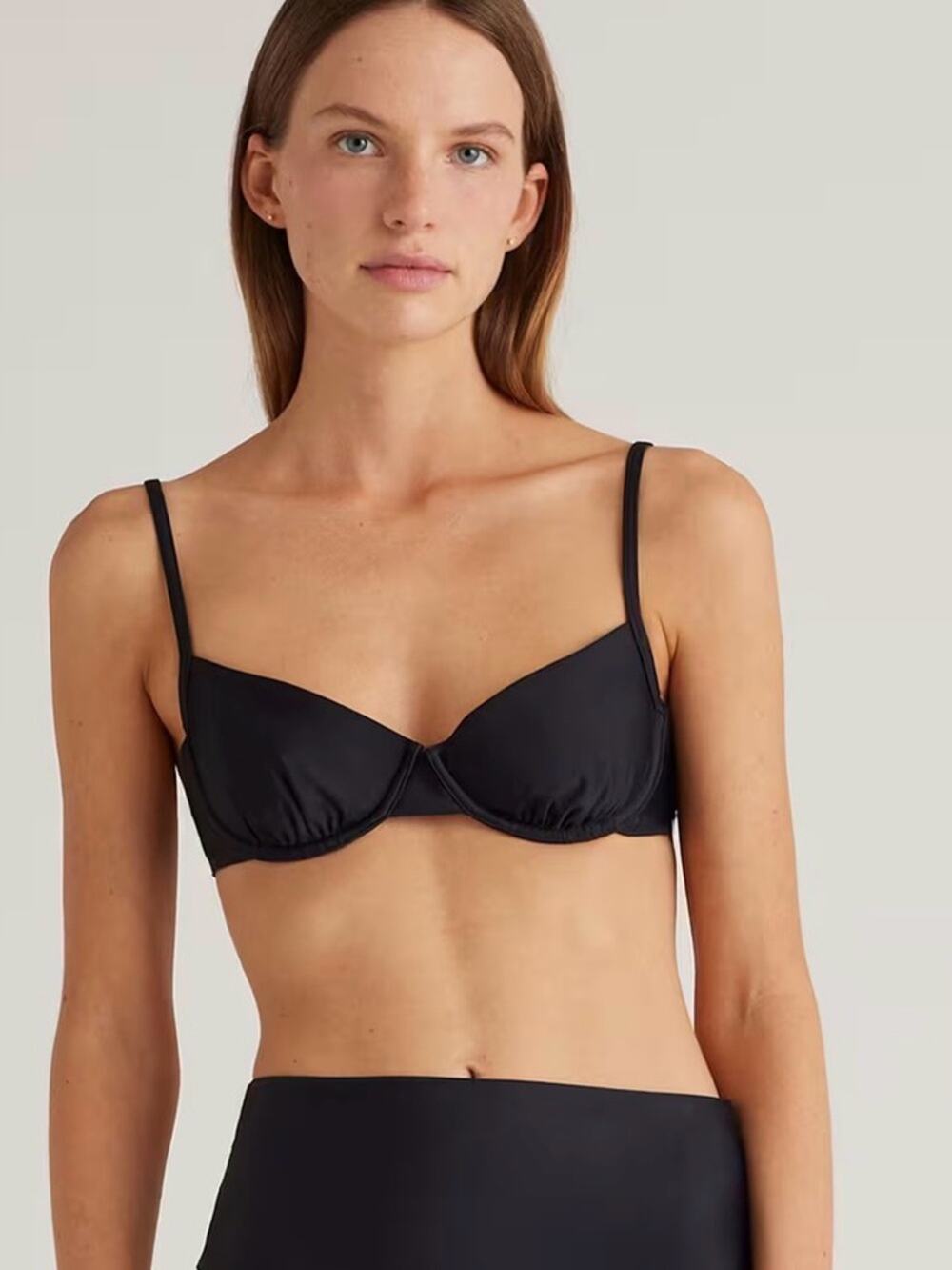 Quince Italian Demi Bikini Top Black Size Small